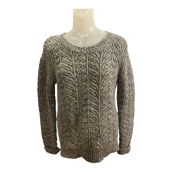 Banana Republic Sweaters - Banana Republic Gray Metallic Leaf Wool Blend Sweater size M